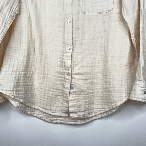 Rails Ellis Button Up Shirt Cream White Sand Long Sleeve Cotton Gauze Large - Picture 4 of 10